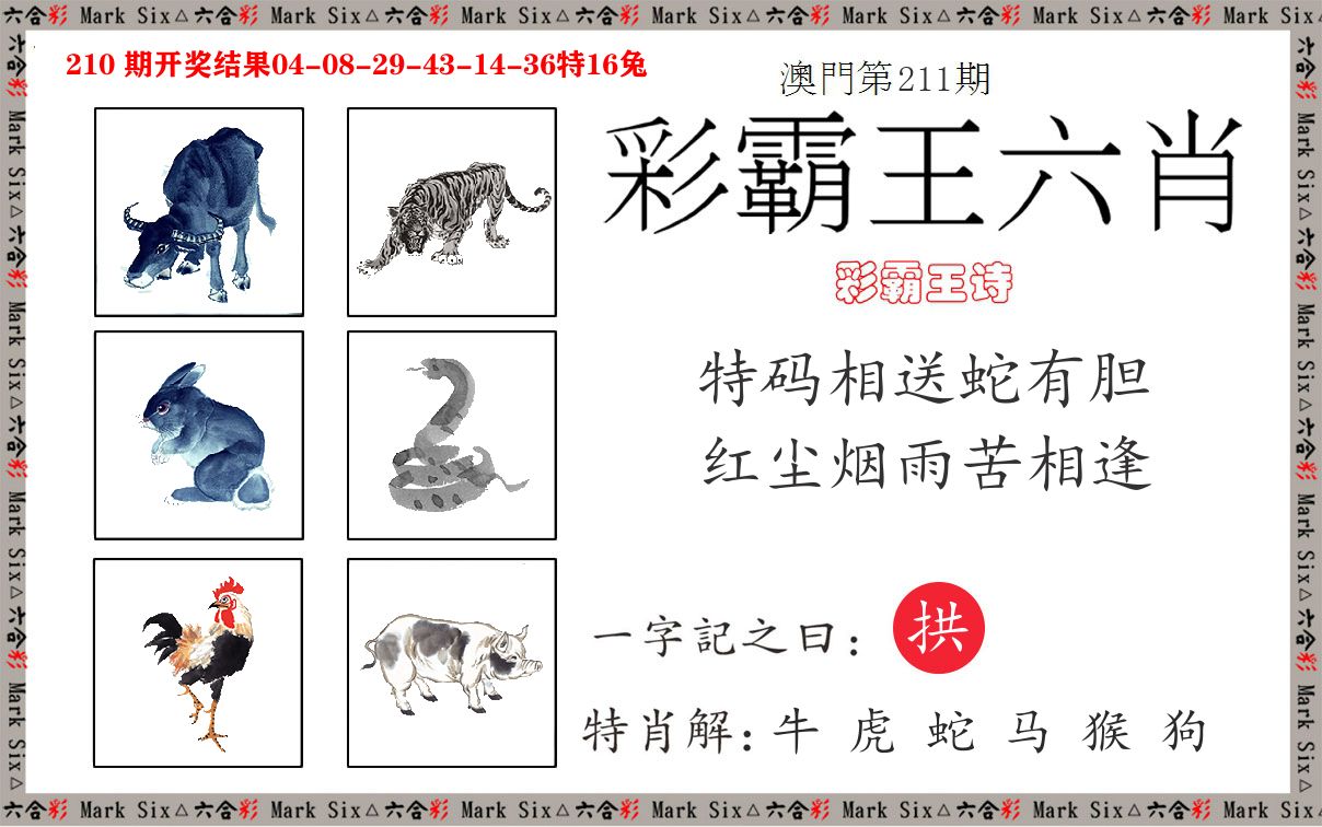 彩霸王六肖 第211期