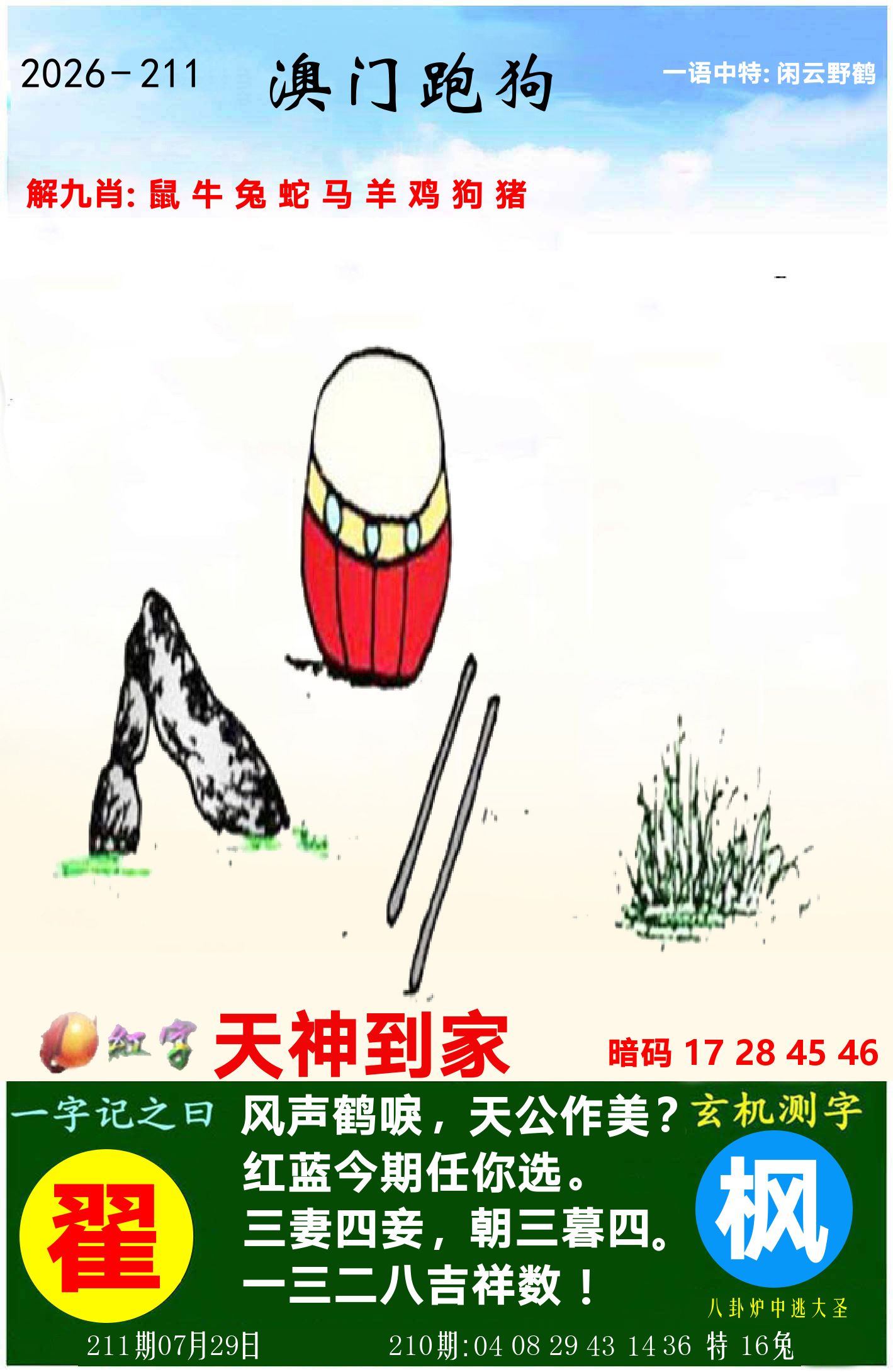 澳门跑狗图 第211期