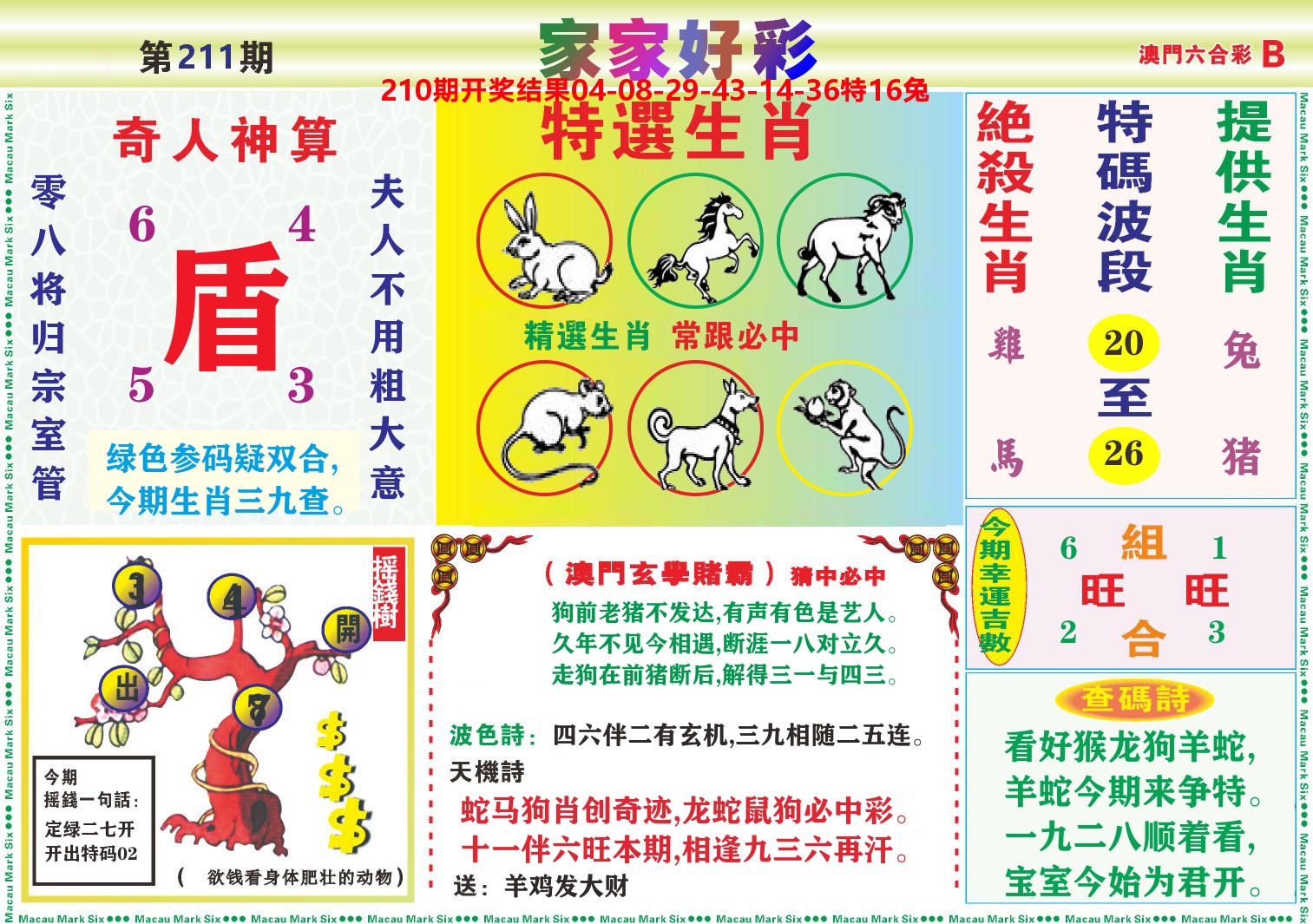 家家好彩B 第211期