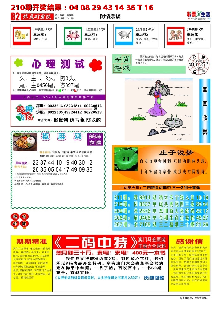 彩票与生活B 第211期