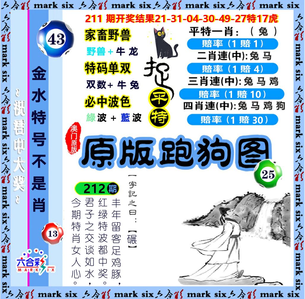 原版跑狗图 第212期