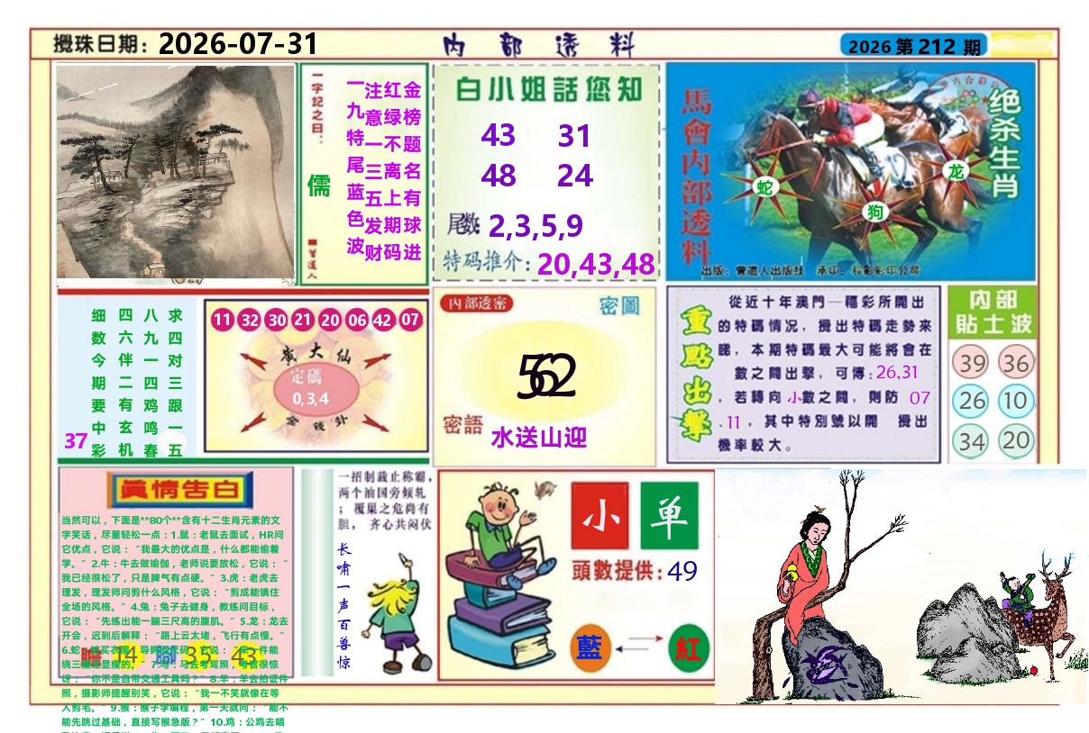 澳门内部透料A 第212期