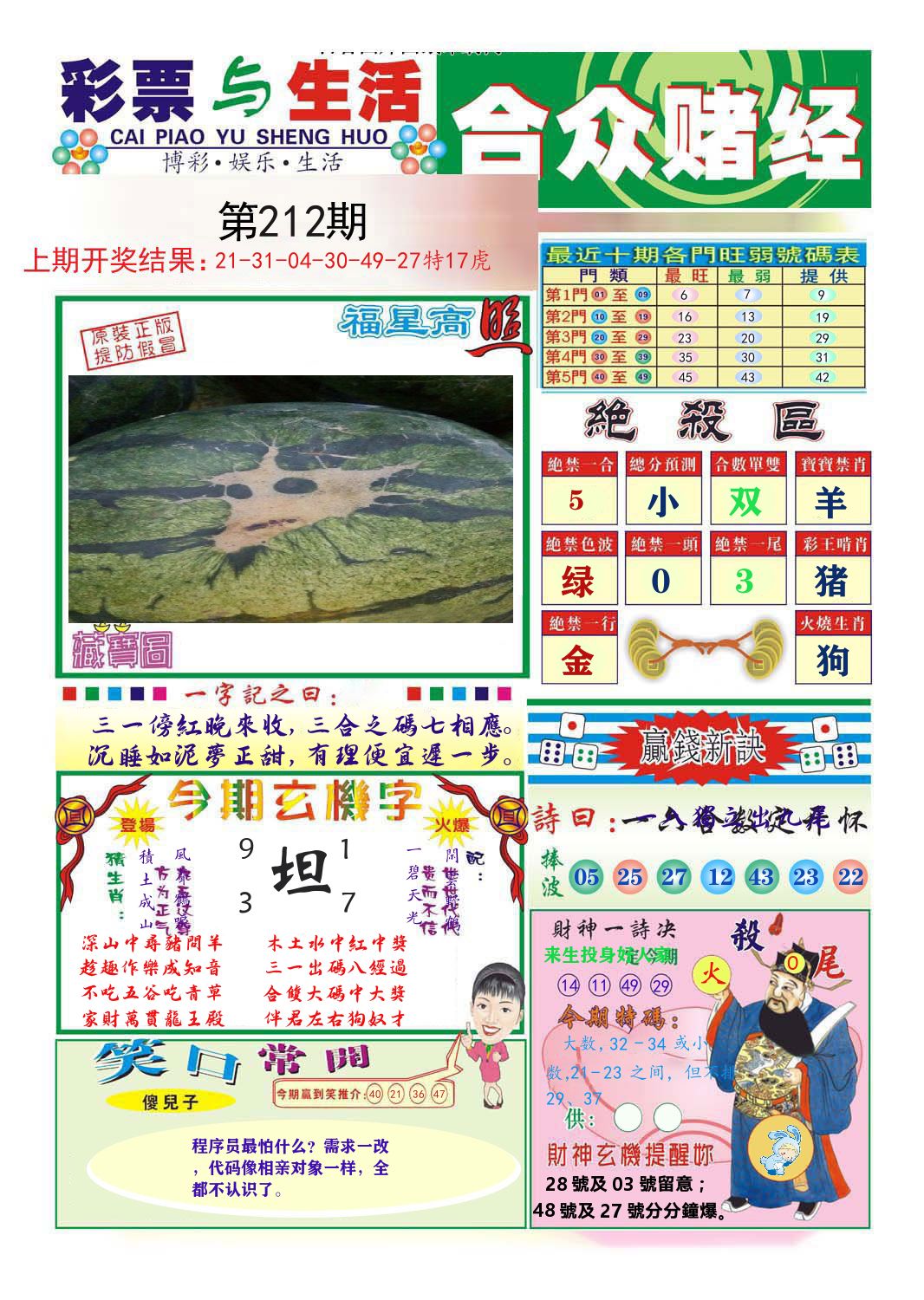 合众赌经 第212期