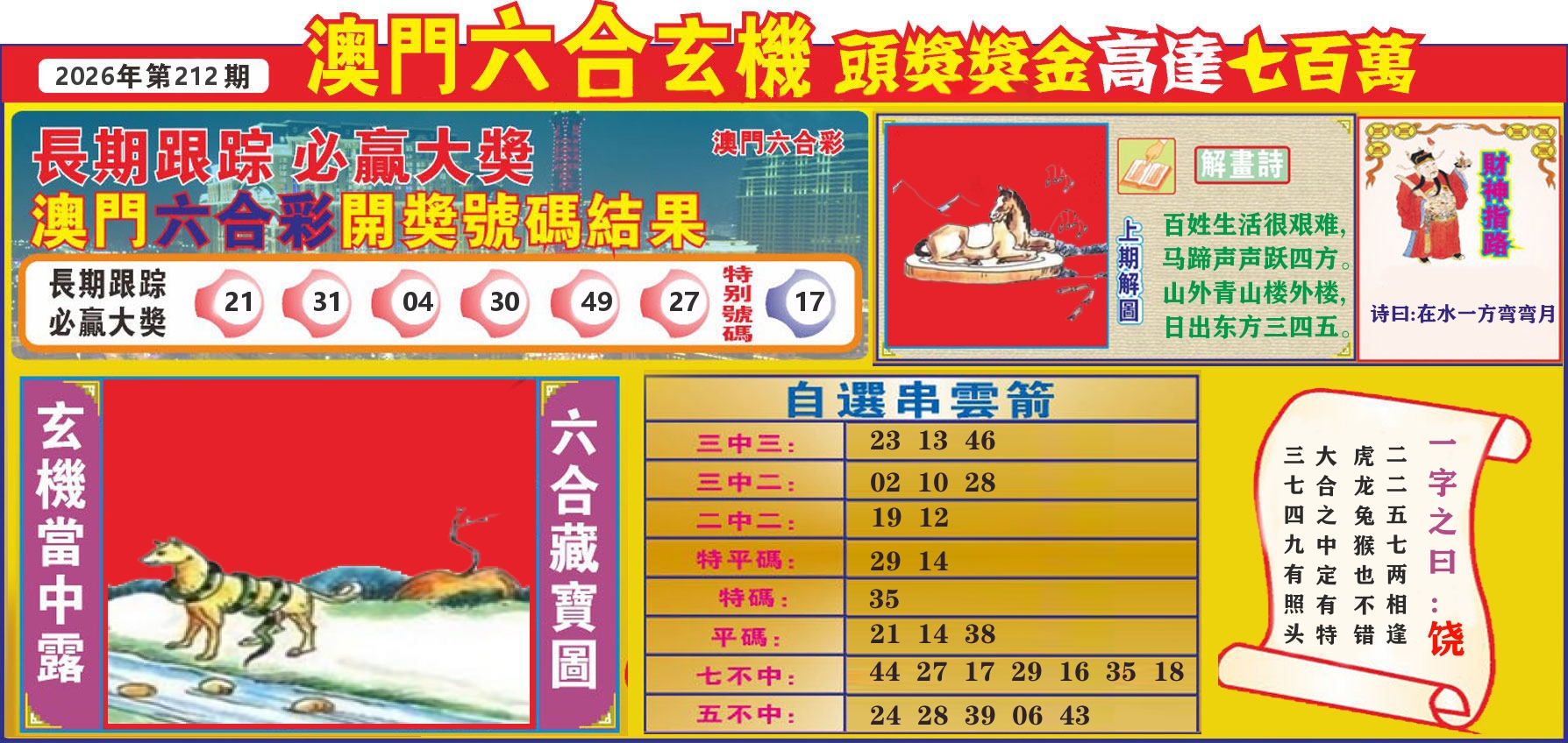 七星彩图C 第212期