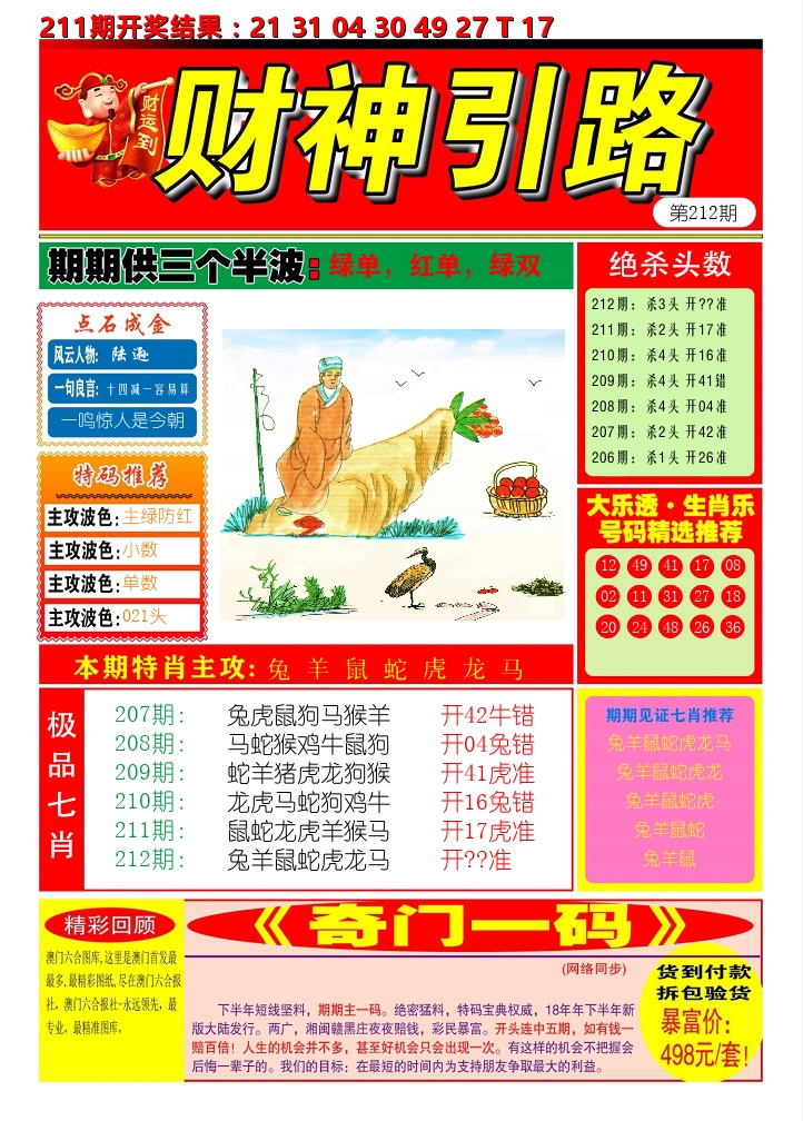 财神引路 第212期