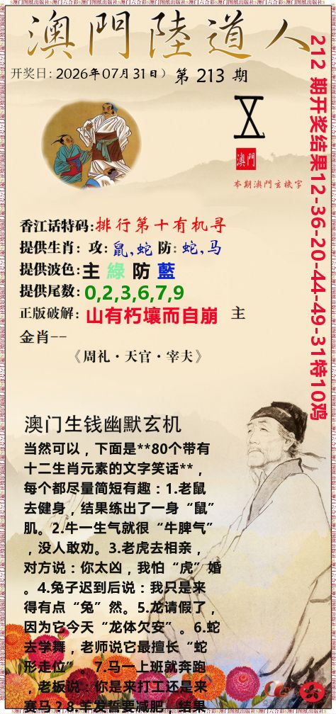 澳门陆道人 第213期