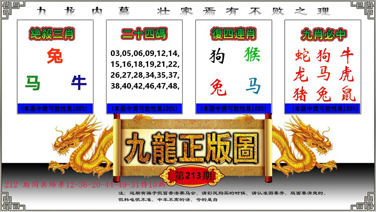九龙正版图 第213期