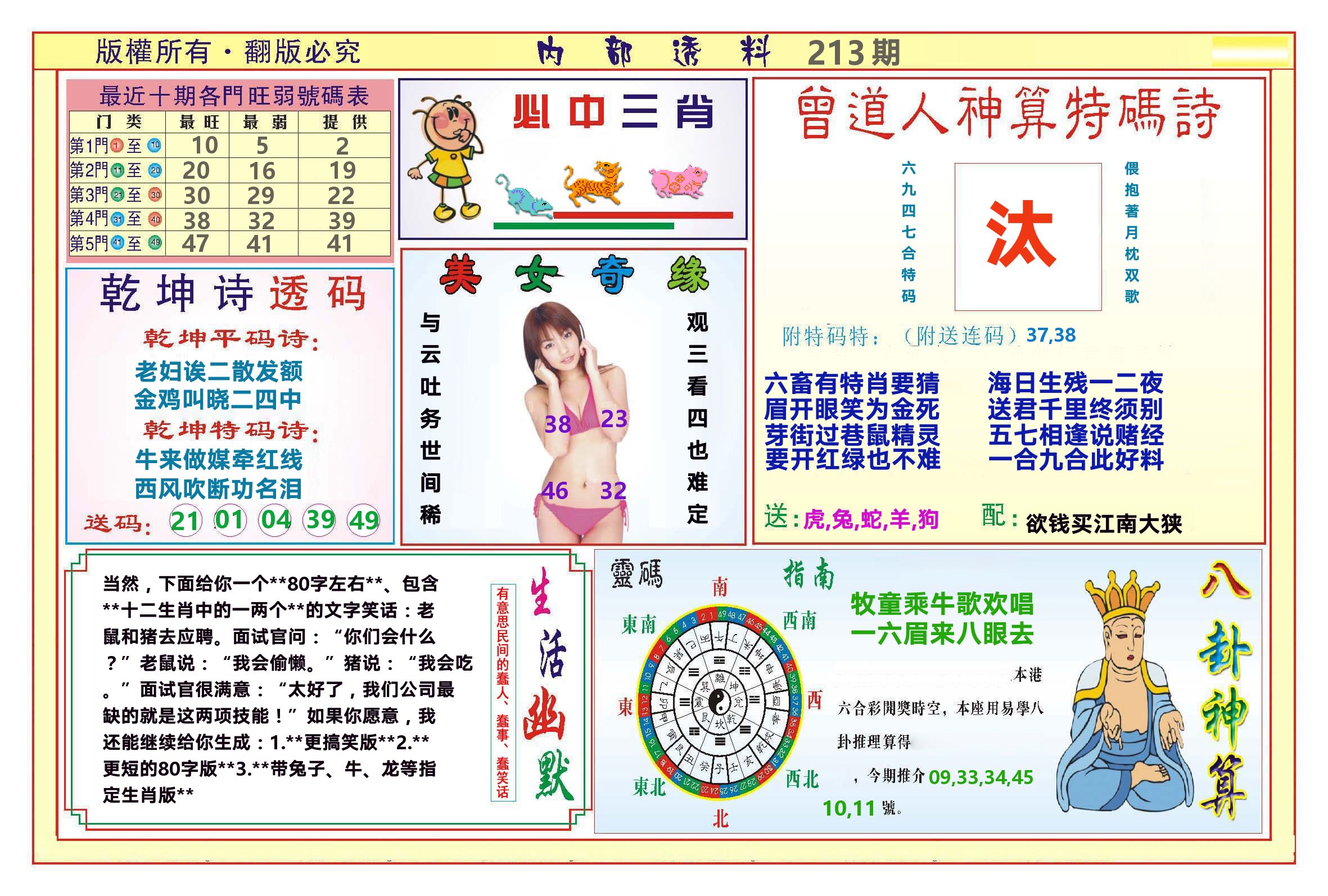 澳门内部透料B 第213期