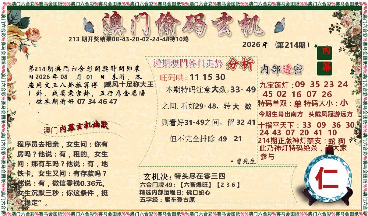 偷码玄机 第214期