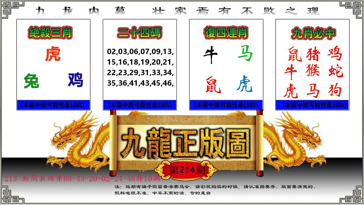 九龙正版图 第214期