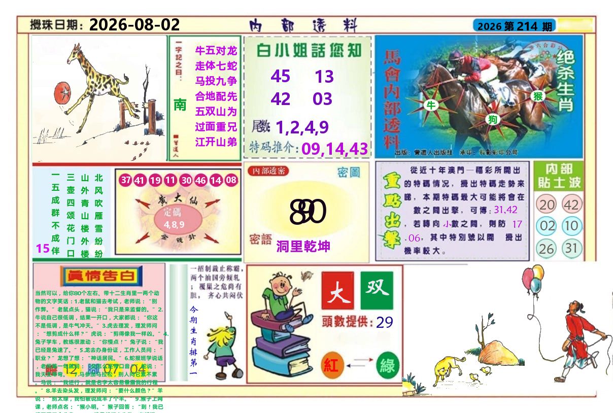 澳门内部透料A 第214期