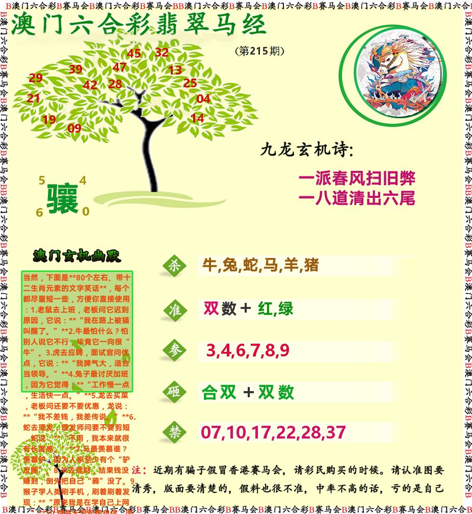 翡翠马经 第215期