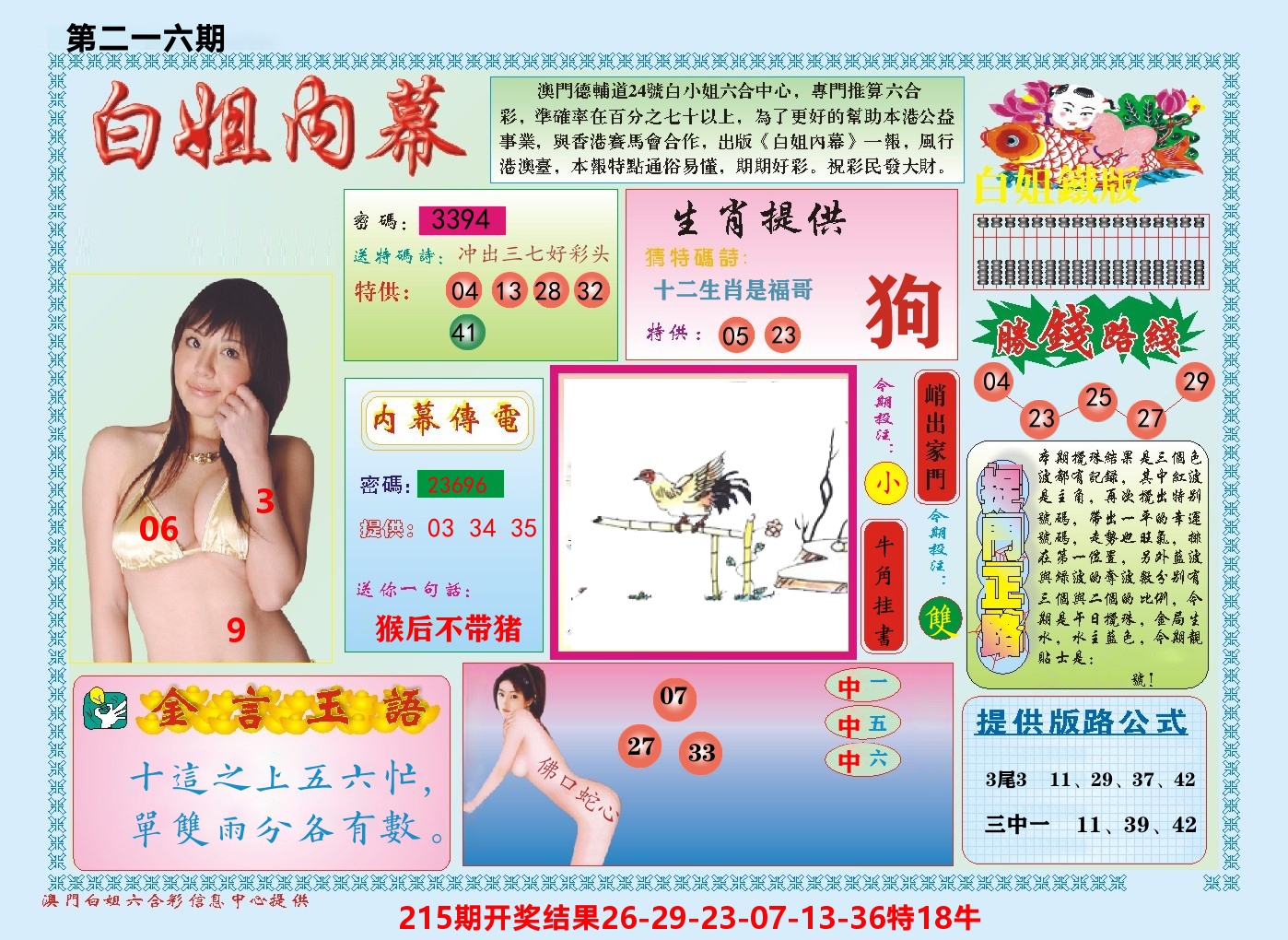 澳门白姐内幕 第216期