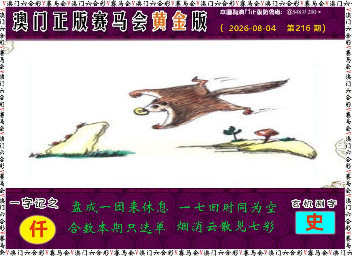 赛马会黄金版 第216期