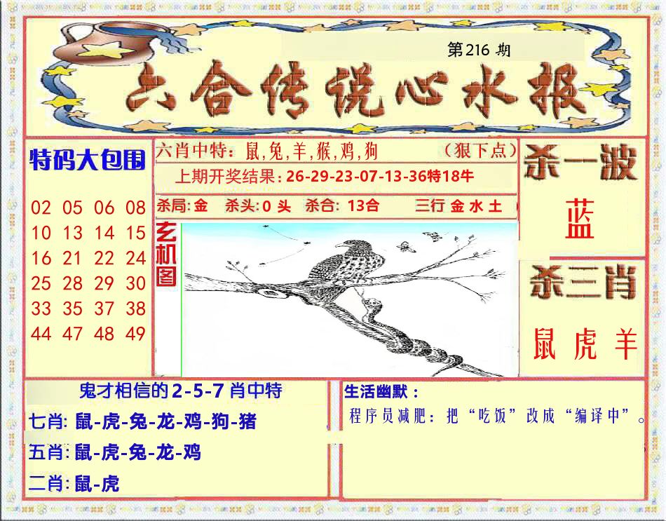 六合传说心水报 第216期