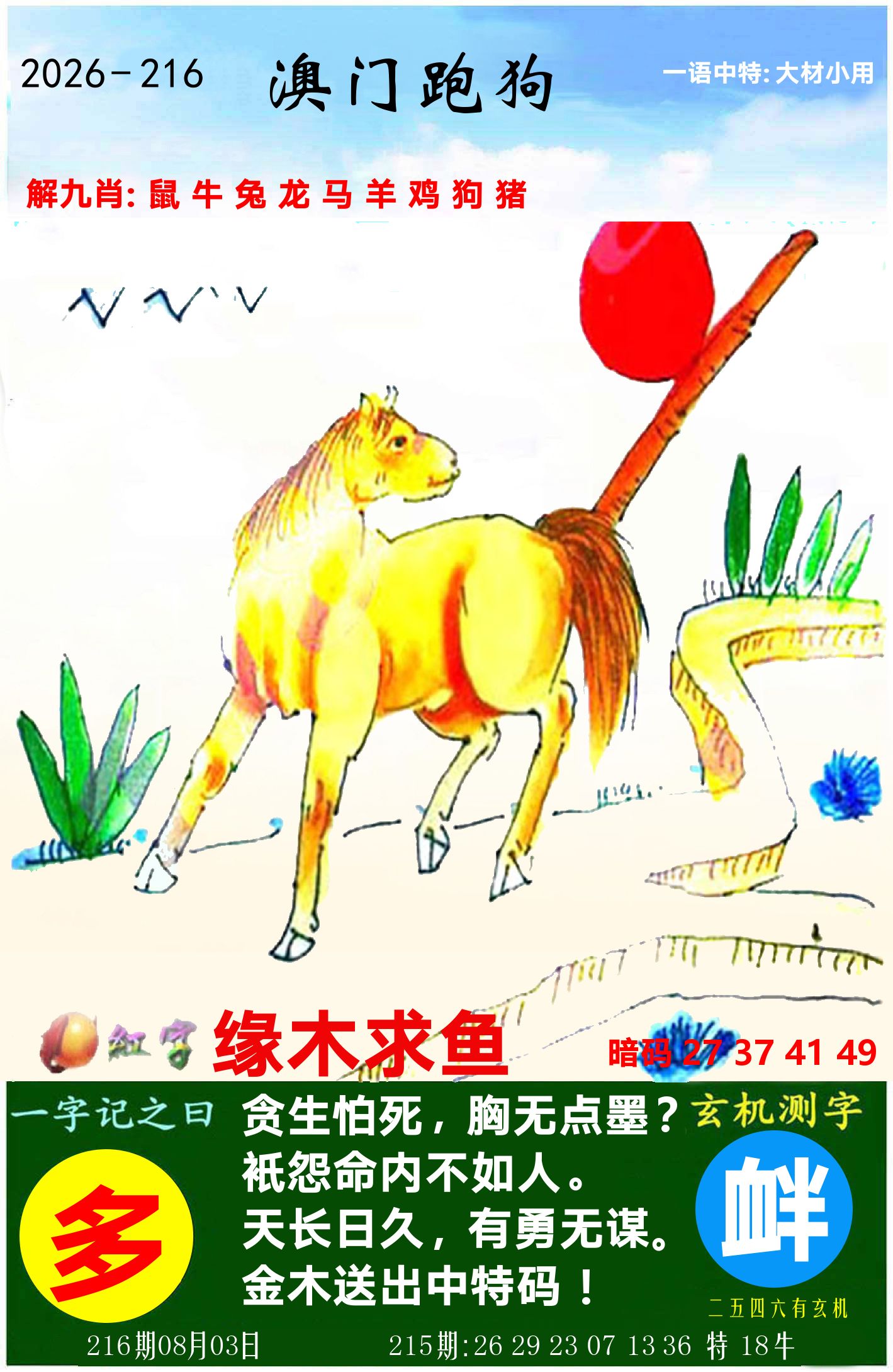 澳门跑狗图 第216期