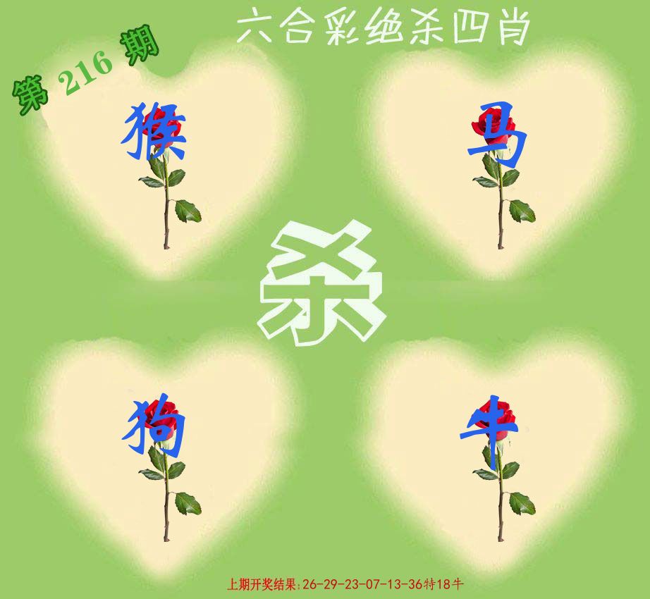 绝杀四肖 第216期