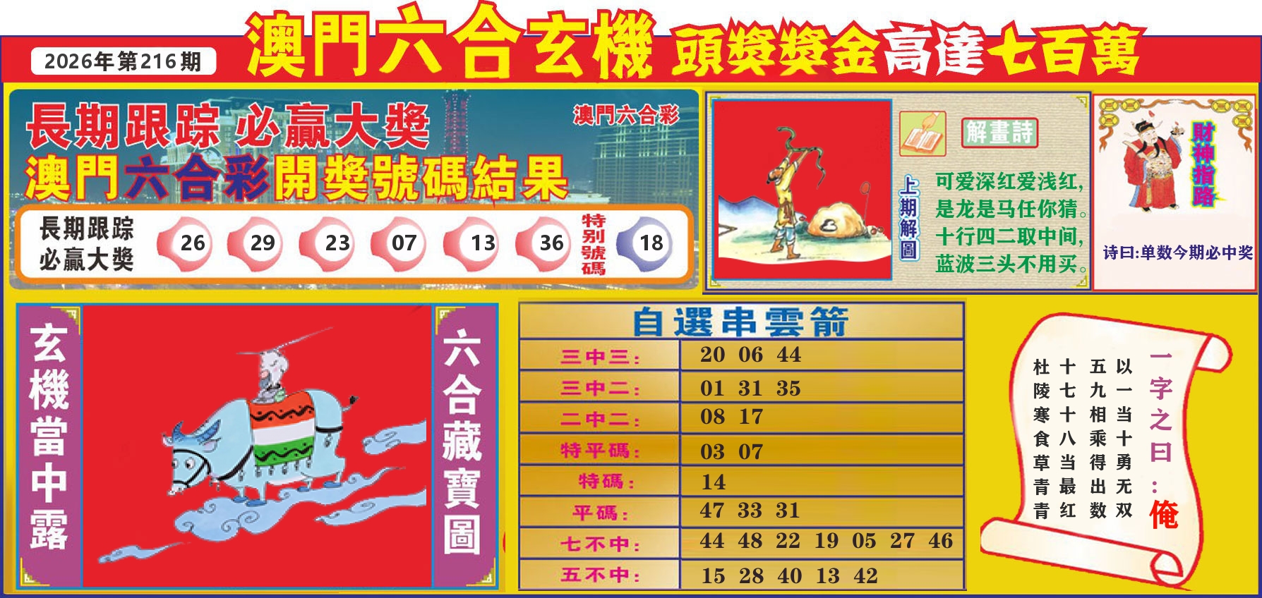 七星彩图C 第216期