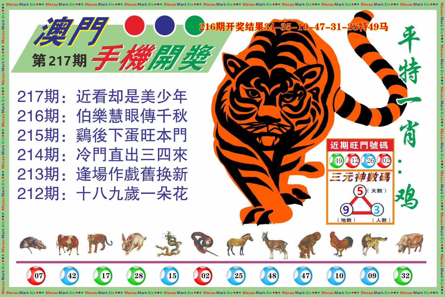 澳门开奖报 第217期