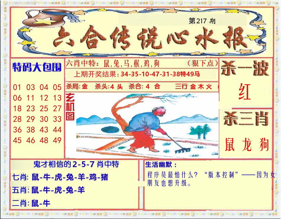 六合传说心水报 第217期