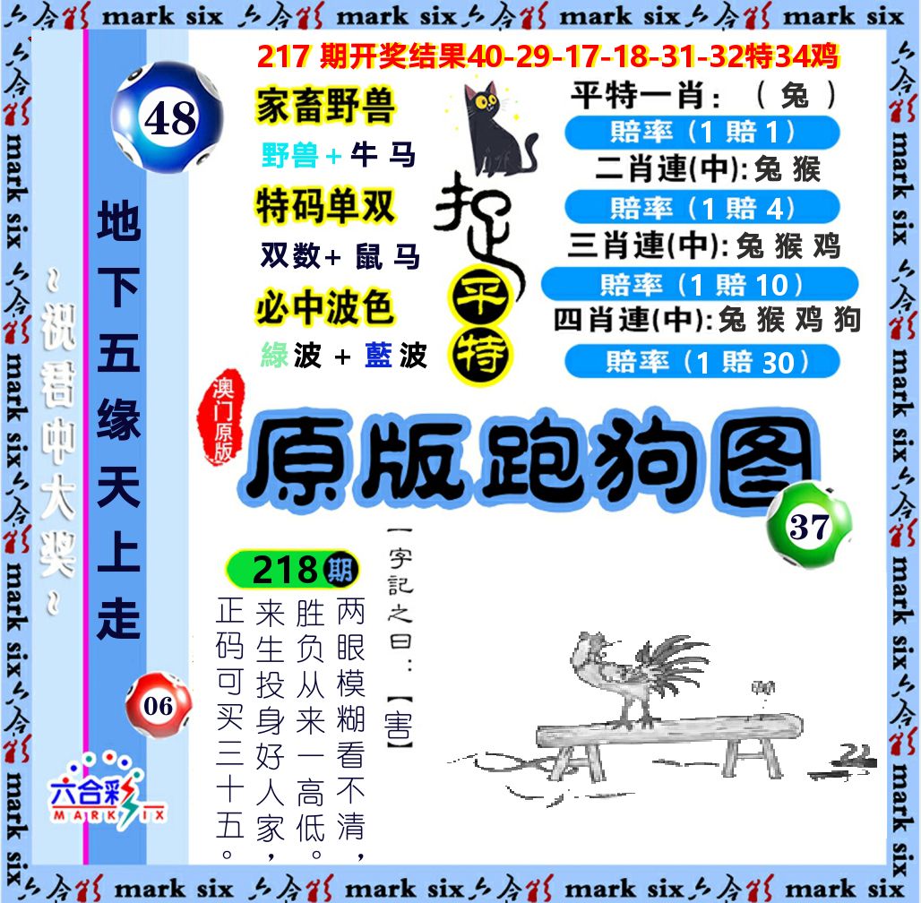 原版跑狗图 第218期