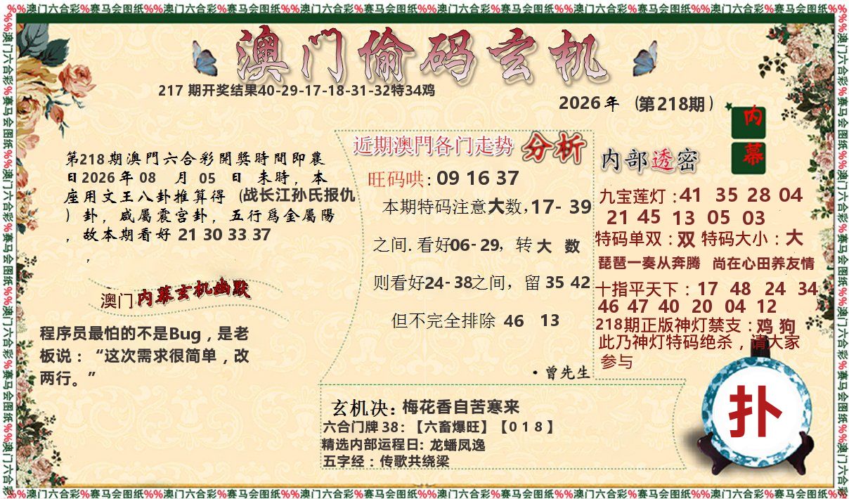 偷码玄机 第218期