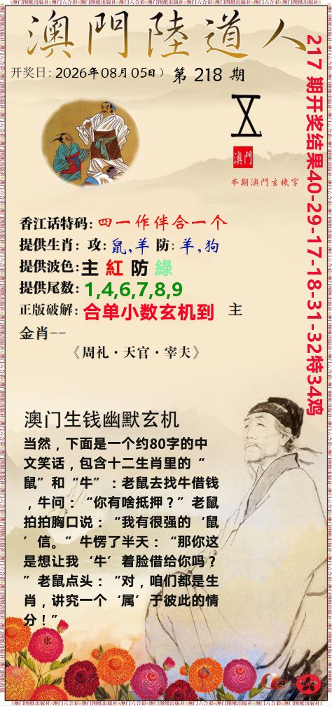 澳门陆道人 第218期