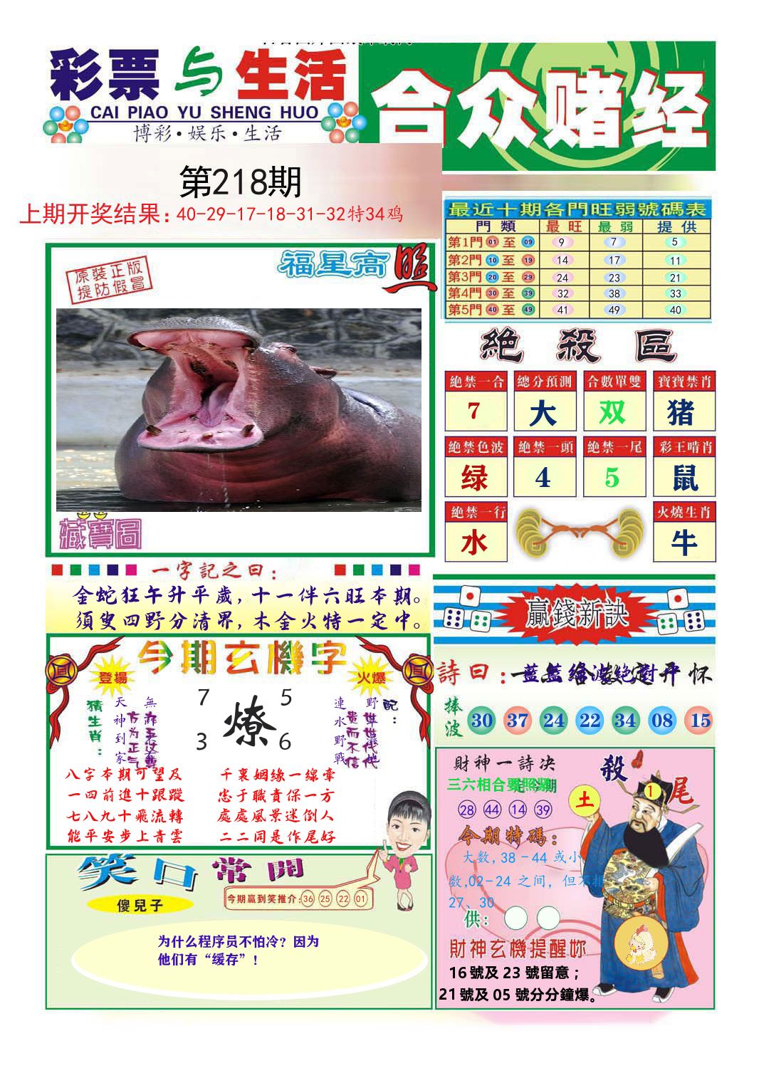 合众赌经 第218期