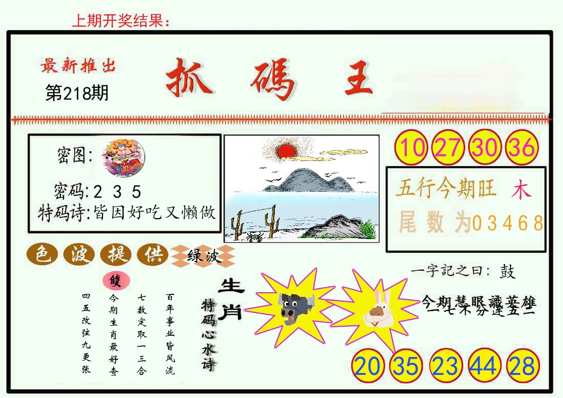 最新抓码王 第218期
