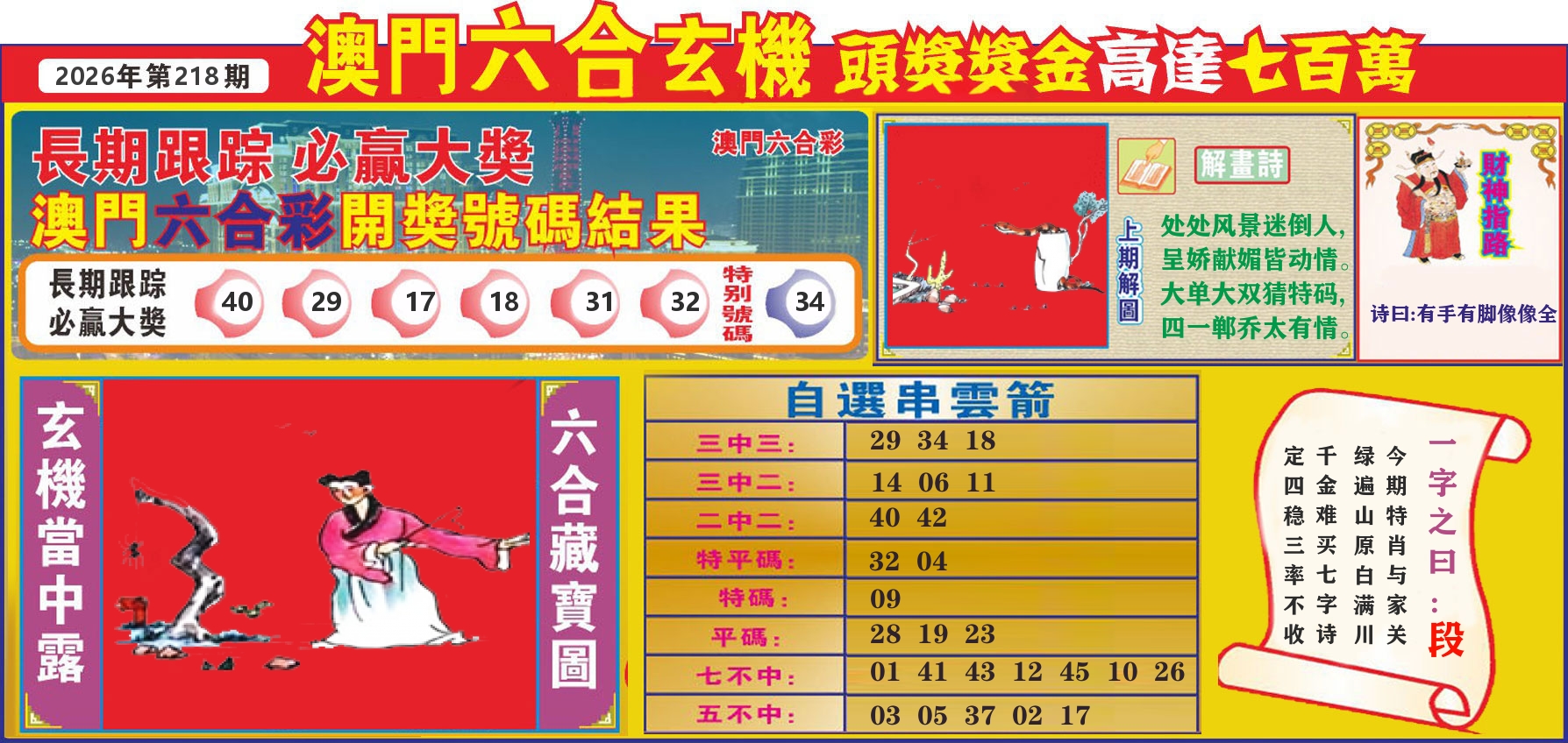 七星彩图C 第218期