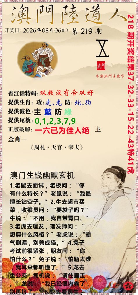 澳门陆道人 第219期