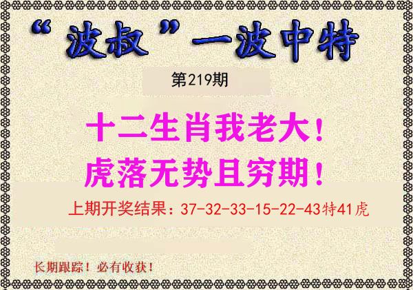 波叔中特 第219期