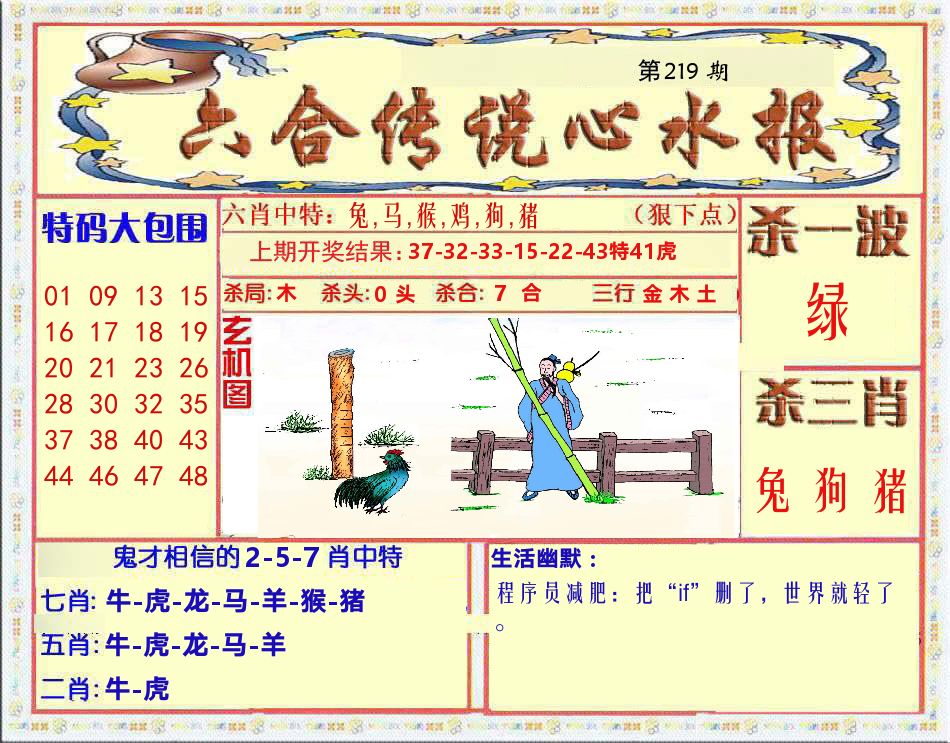 六合传说心水报 第219期