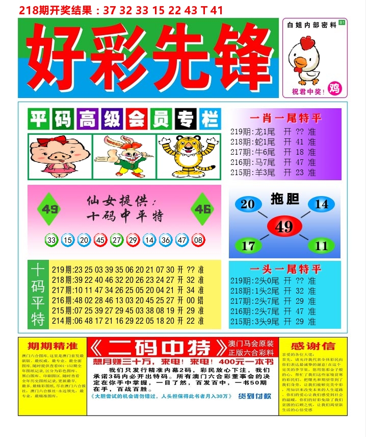 好彩先锋D 第219期