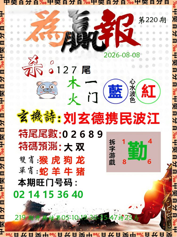 为赢报 第220期