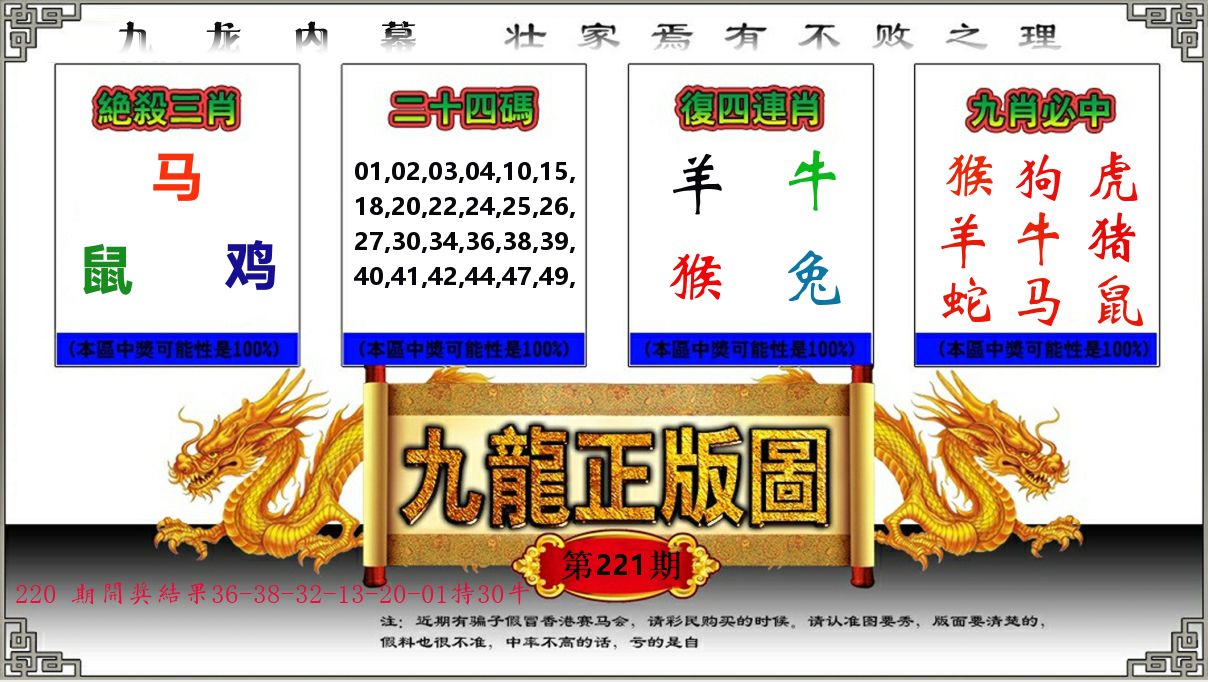 九龙正版图 第221期