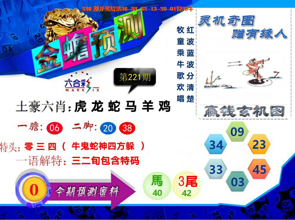 金蟾预测 第221期