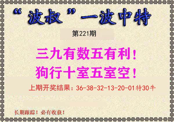 波叔中特 第221期