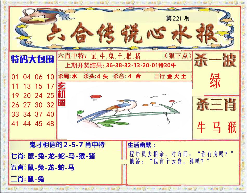 六合传说心水报 第221期