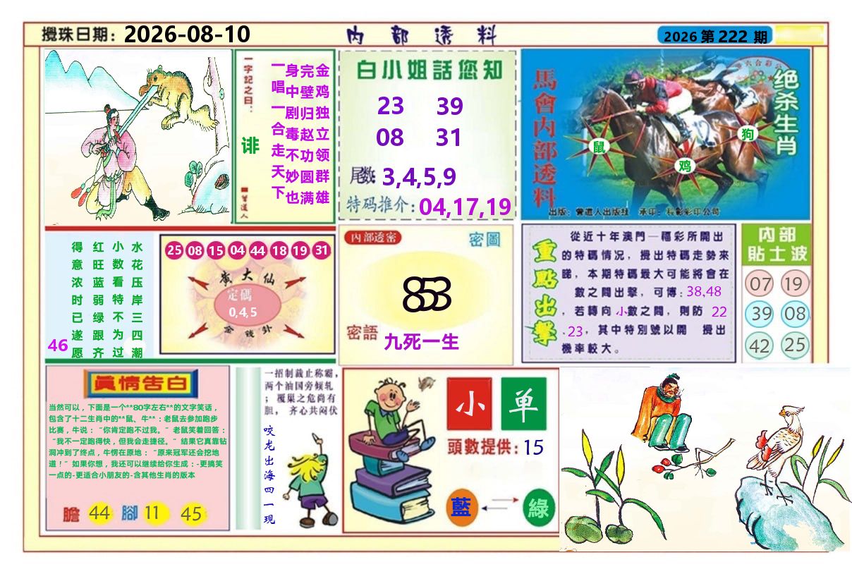 澳门内部透料A 第222期