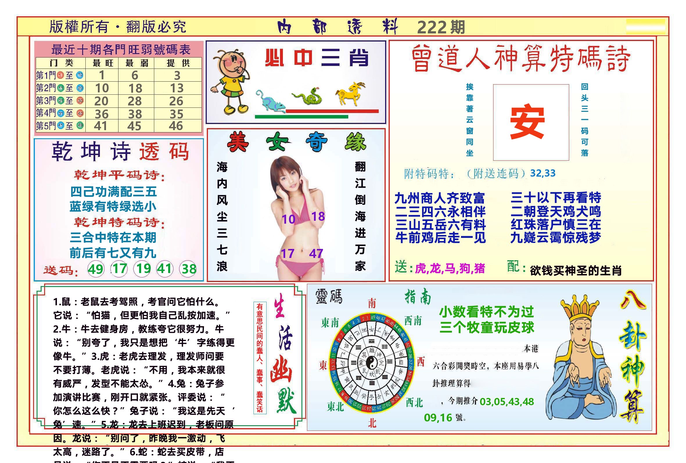 澳门内部透料B 第222期