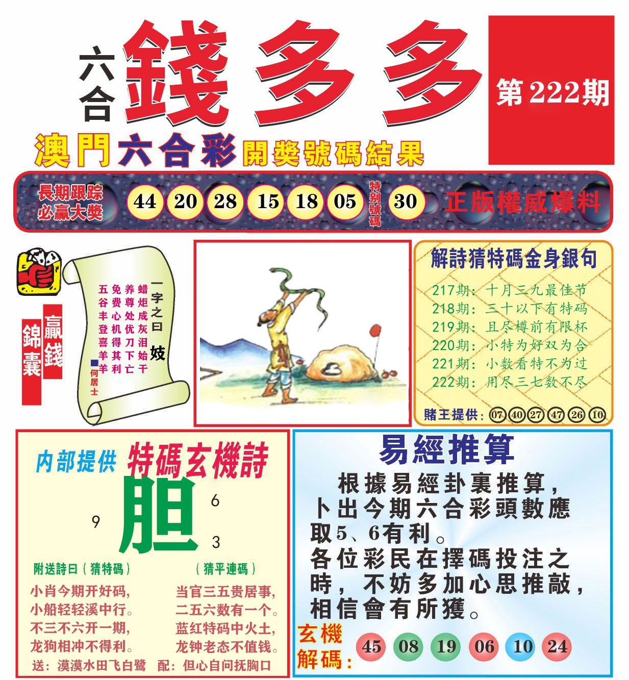 澳门钱多多B 第222期