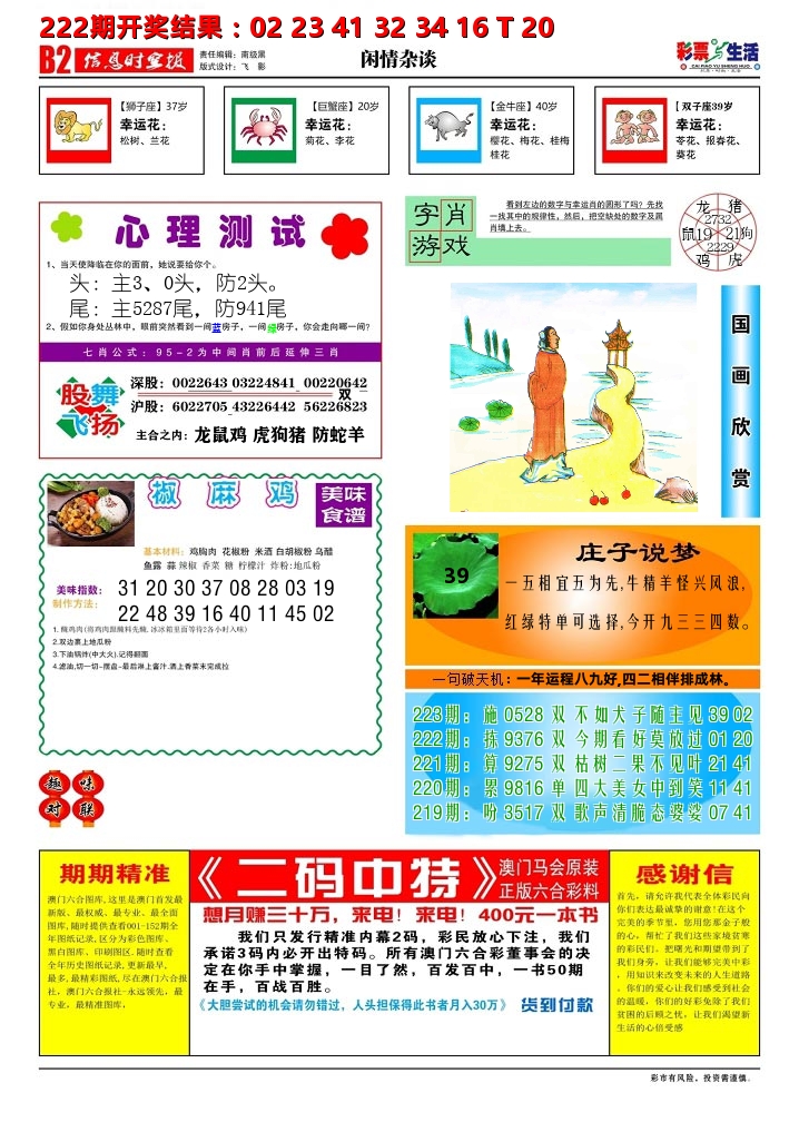 彩票与生活B 第223期