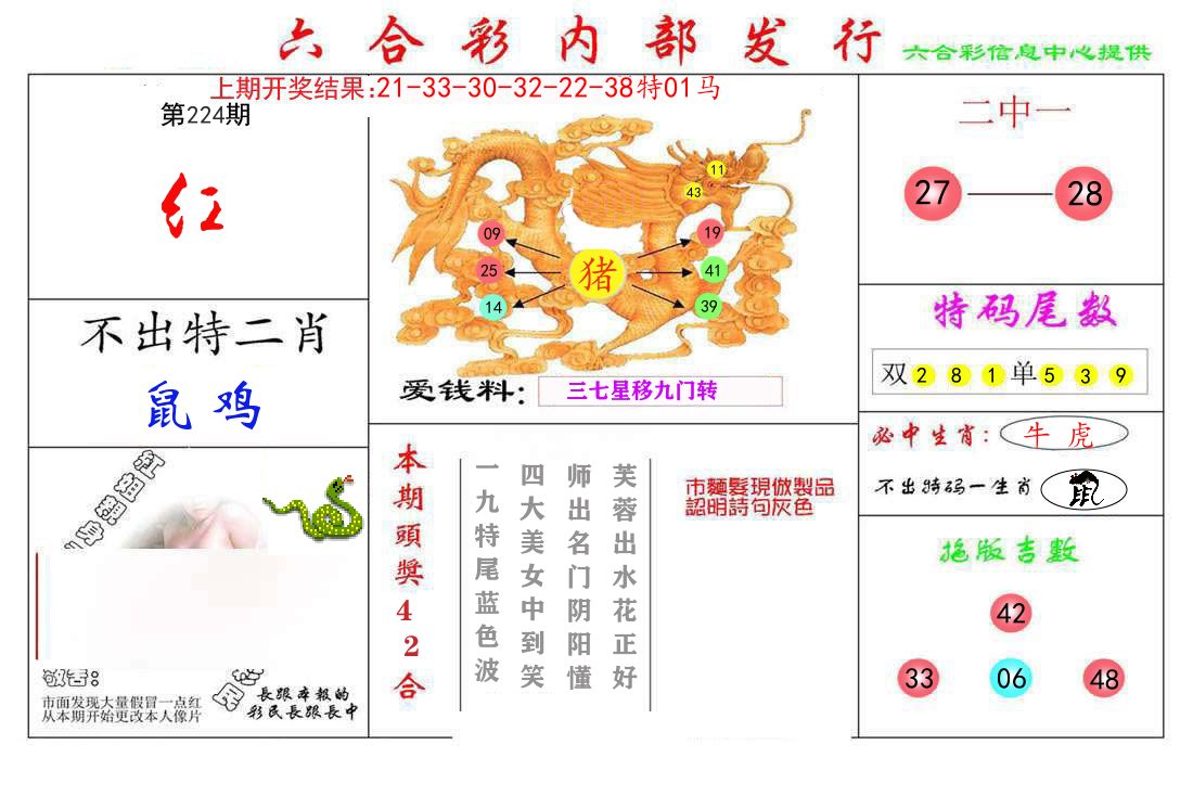 六合彩内部发行 第224期