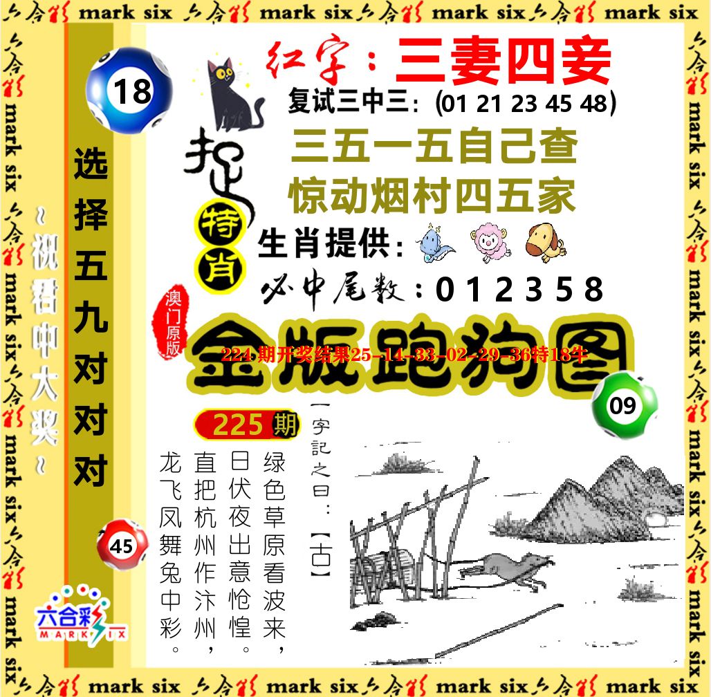 金版跑狗图 第225期