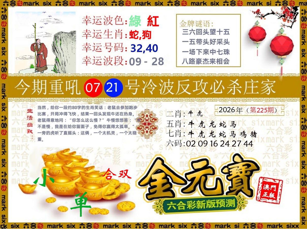 金元宝 第225期