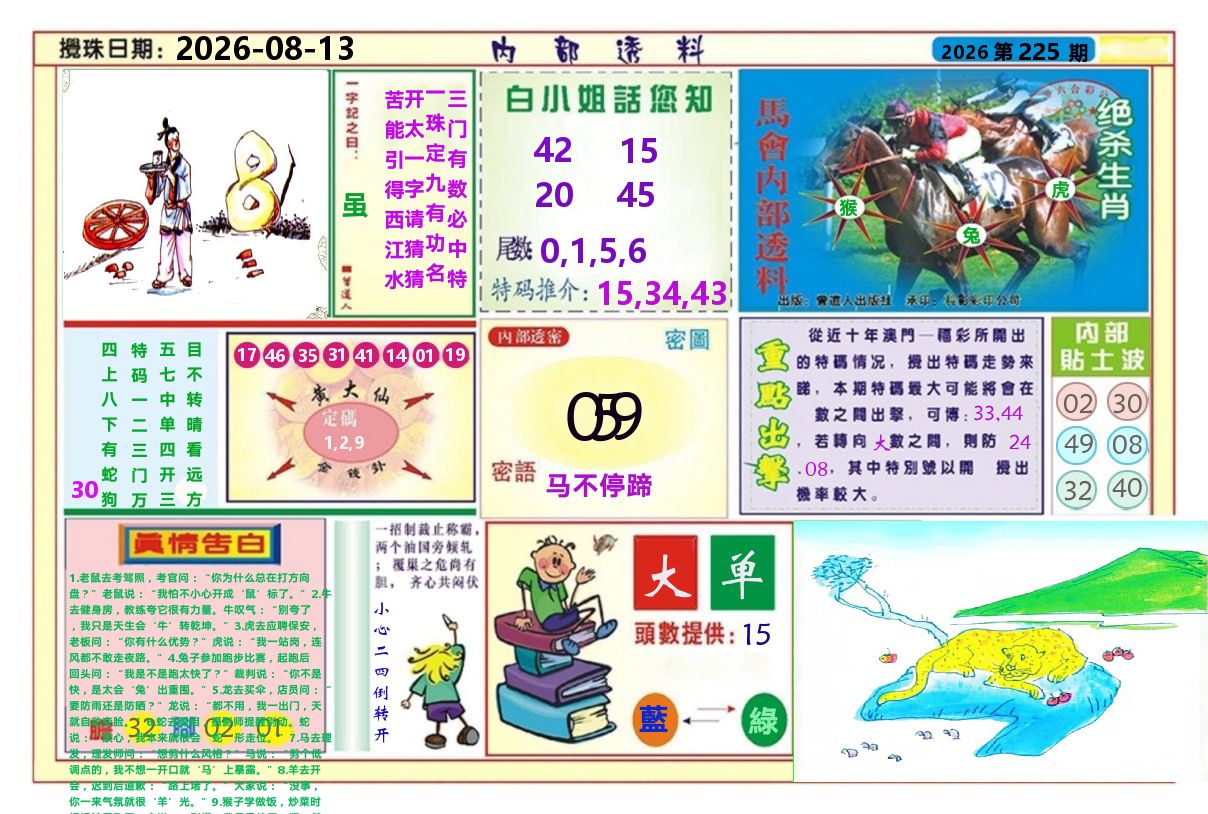澳门内部透料A 第225期