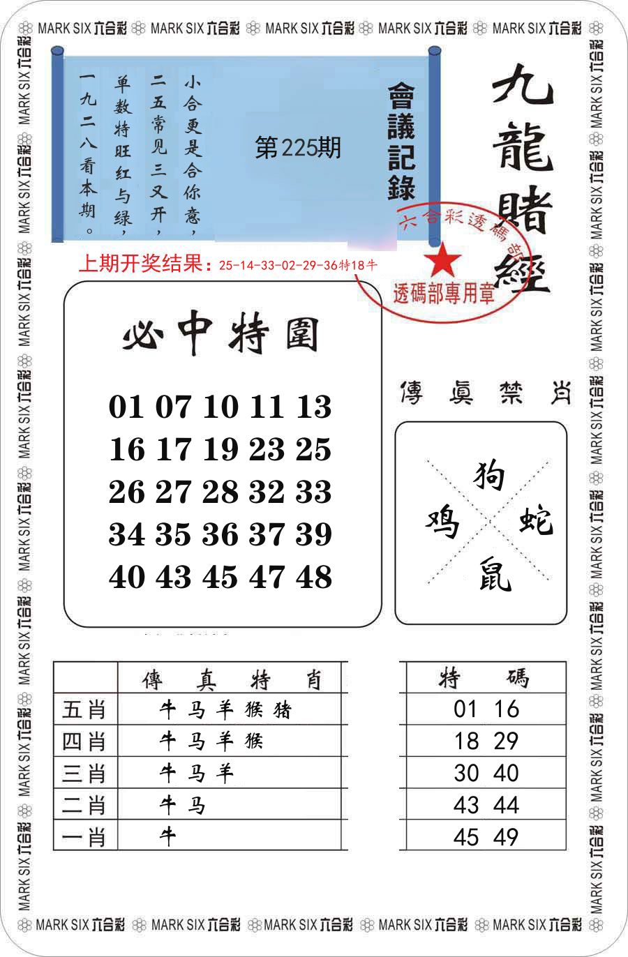 九龙赌经 第225期