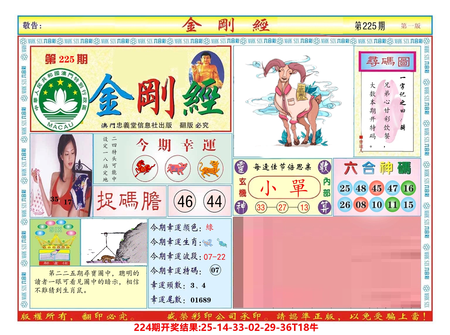 澳门金刚经 第225期