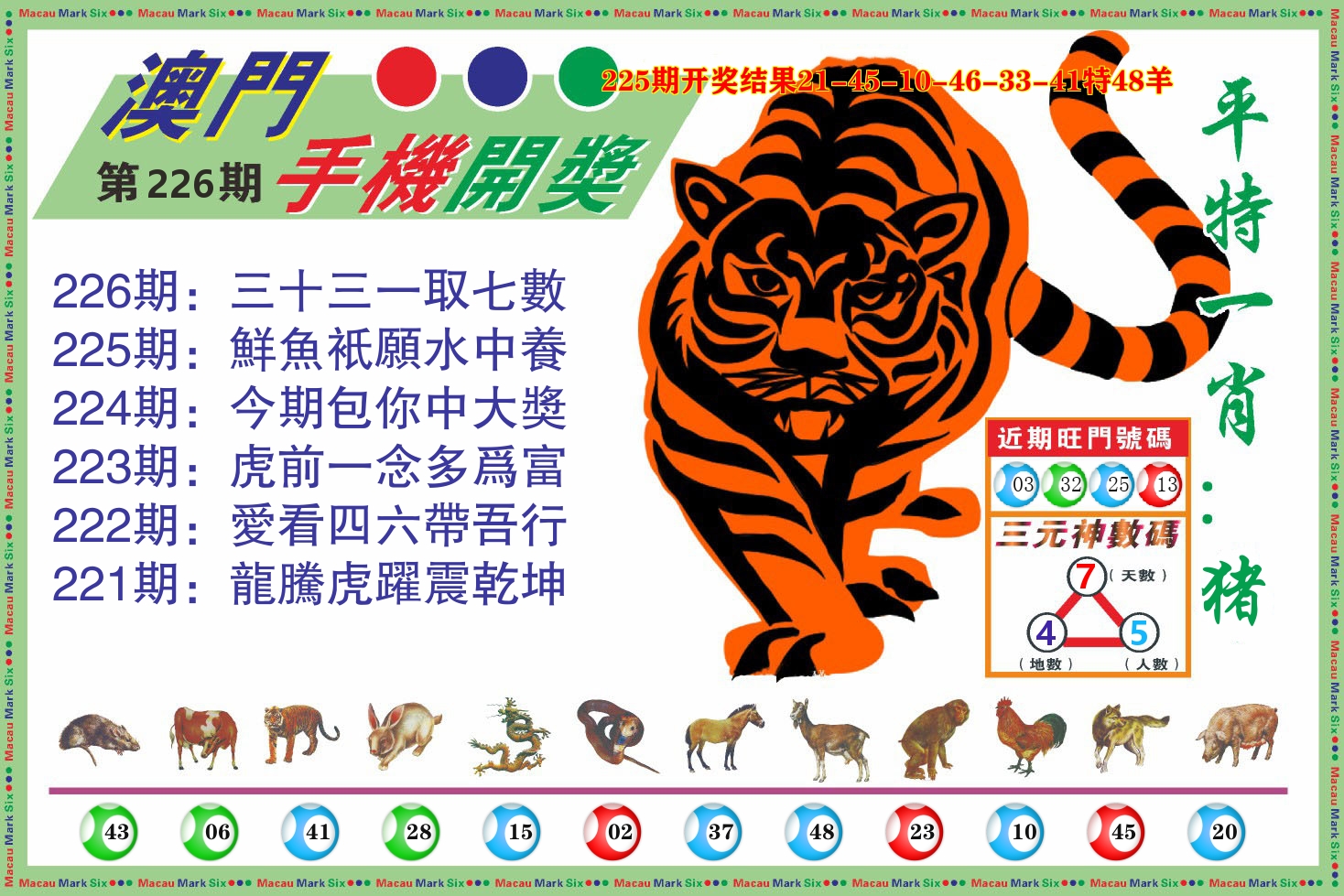 澳门开奖报 第226期